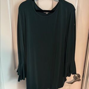 Green Envelope Green Long Sleeve Ruffled Blouse